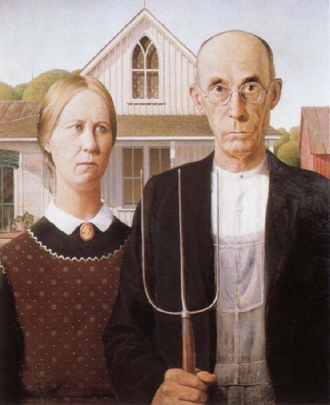 Grant Wood american gothic China oil painting art